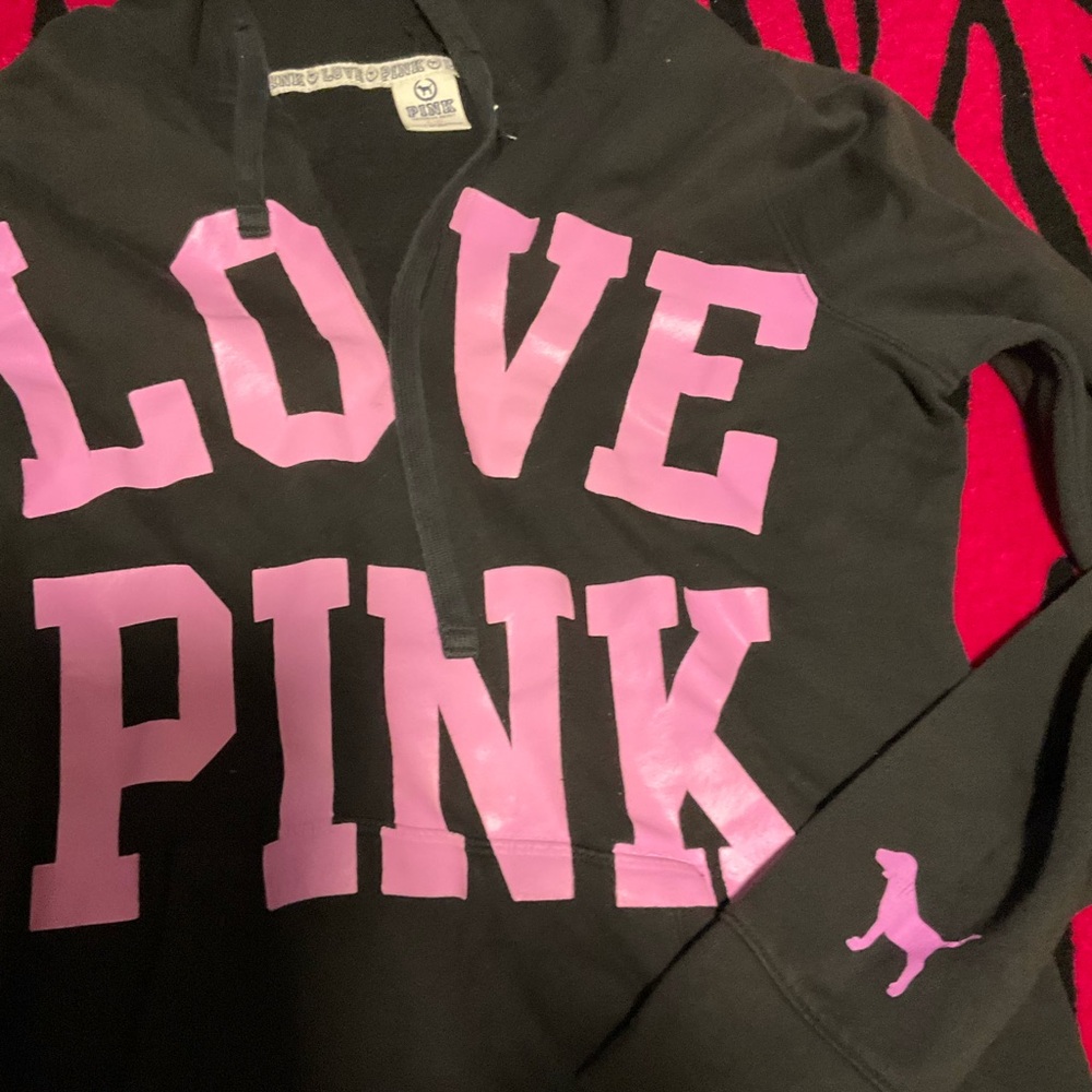 Victoria's Secret Black Hoodie with Pink Accents